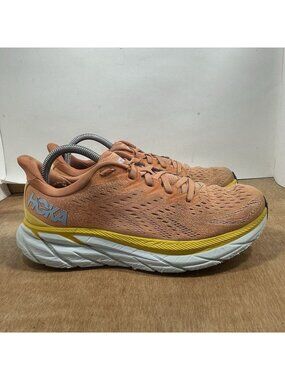 Hoka One One Clifton 8 Women Size 9 B Orange Running Shoes Sneakers